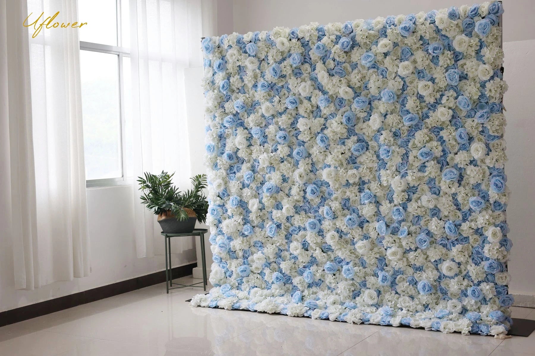 Wedding Blue White Rose 5D  Artificial Flower Wall Backdrop