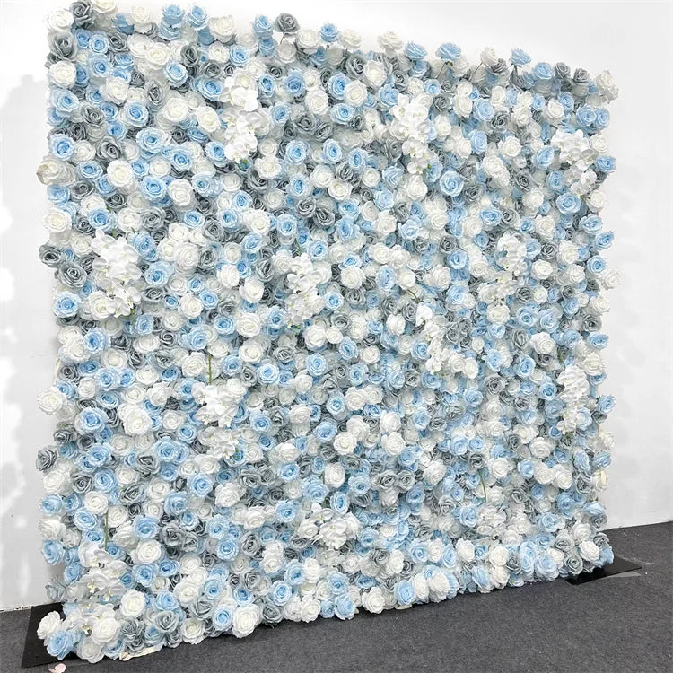 Wedding Blue White Rose 5D Artificial Flower Wall