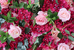 Wedding Red Pink Rose 5D  Artificial Flower Wall Backdrop