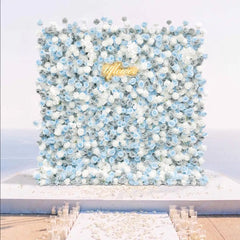 Wedding Blue White Rose 5D Artificial Flower Wall