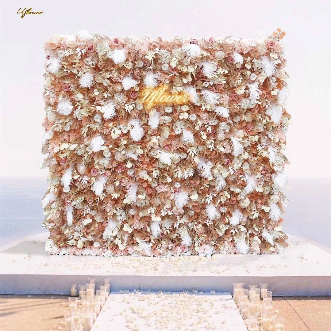 Wedding Autumn Rose 5D Artificial Flower Wall