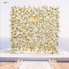 Wedding Yellow White Rose 5D Artificial Flower Wall Backdrop