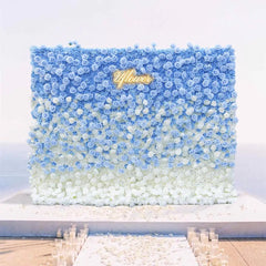 5D Luxury Blue And White Gradient Rose Artificial Flower Wall