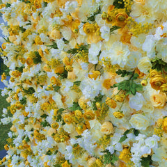 Wedding Yellow White Rose 5D Artificial Flower Wall