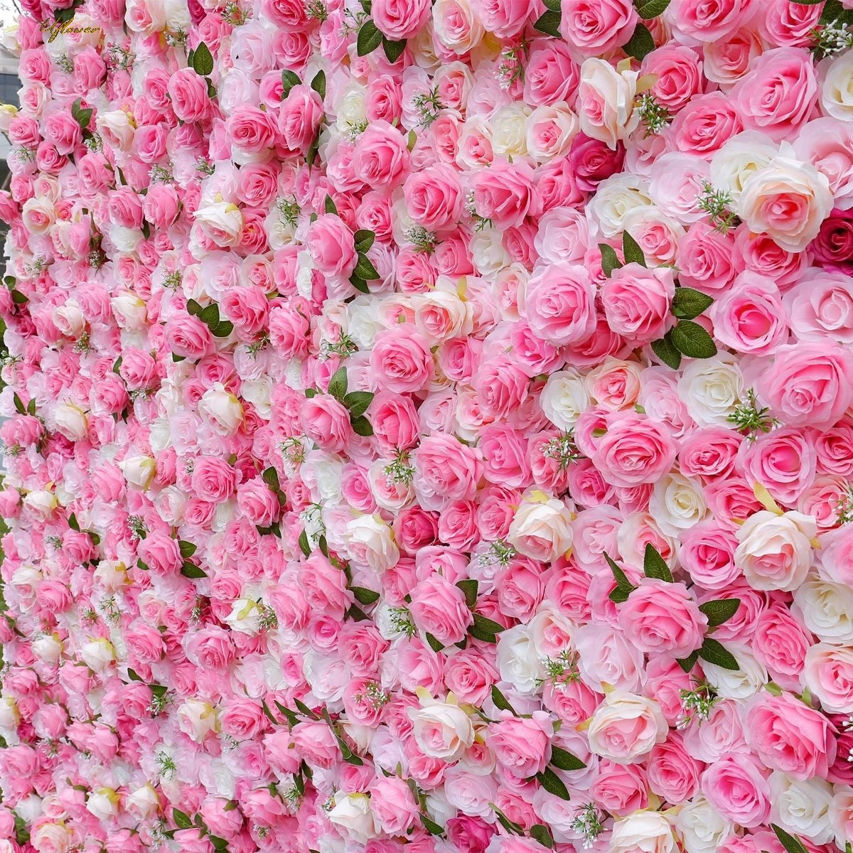 Wedding White Pink Rose 5D Artificial Flower Wall Backdrop