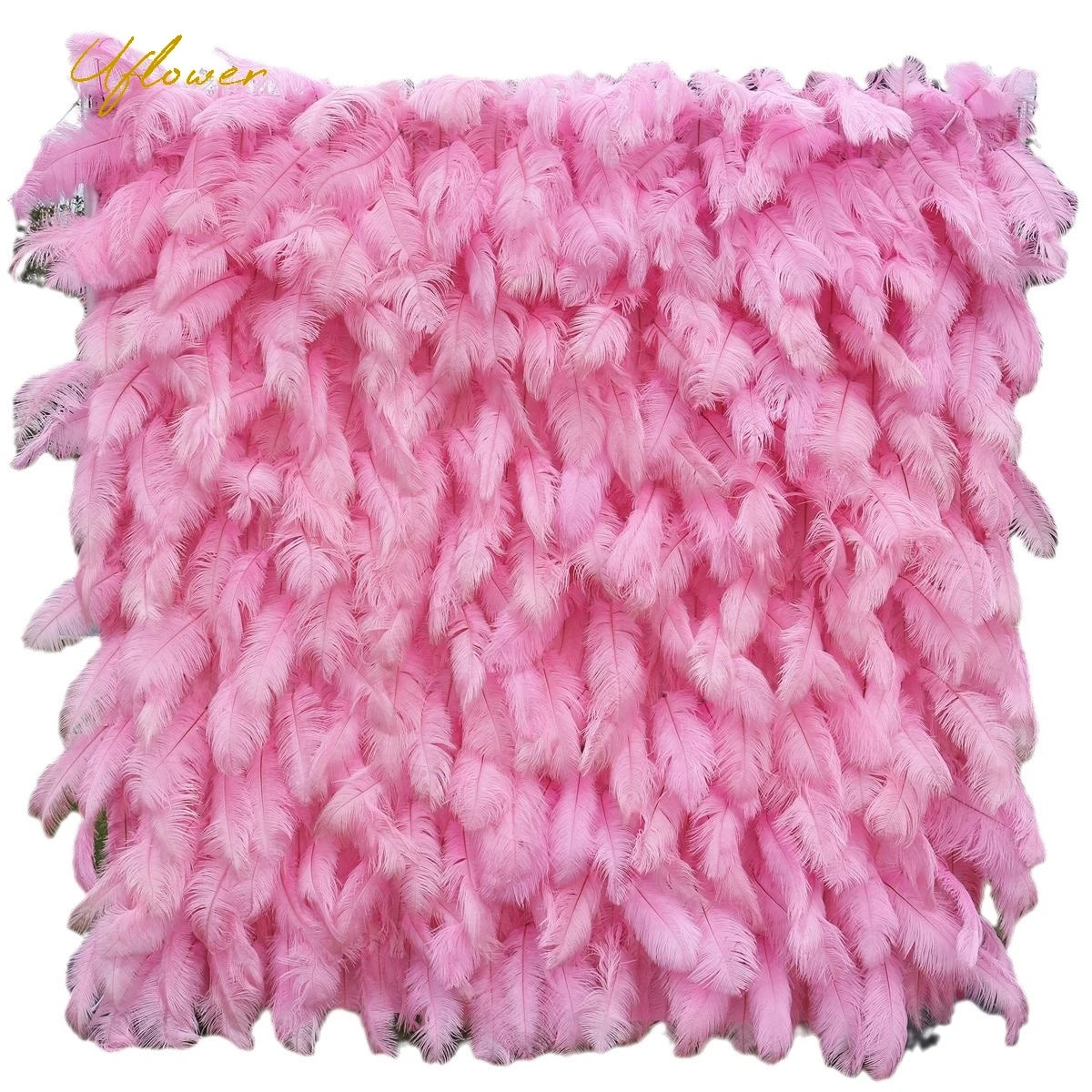 Wedding Pink Ostrich Feather Artificial Flower Wall