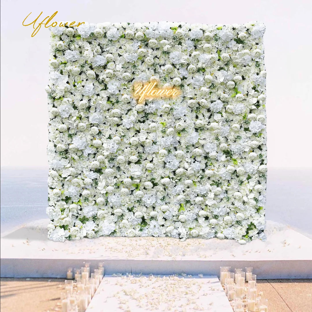 Wedding White Rose 5D Artificial Flower Wall