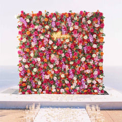 Wedding Red Rose 5D Artificial Flower Wall Backdrop