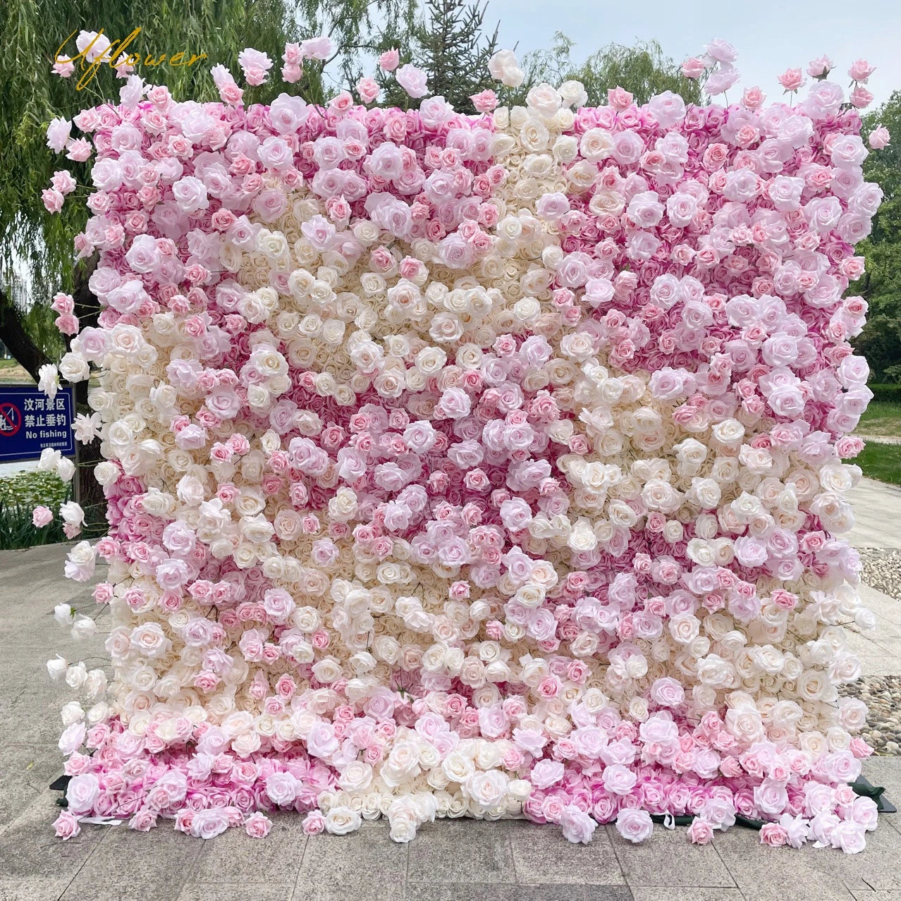 Wedding Pink Rose 5D Artificial Flower Wall Backdrop