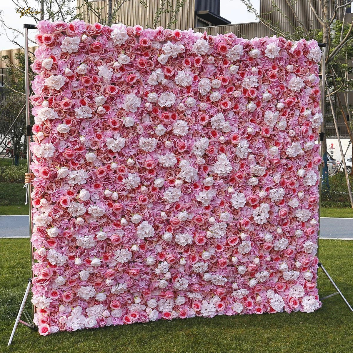 Wedding White Pink Rose 5D Artificial Flower Walls