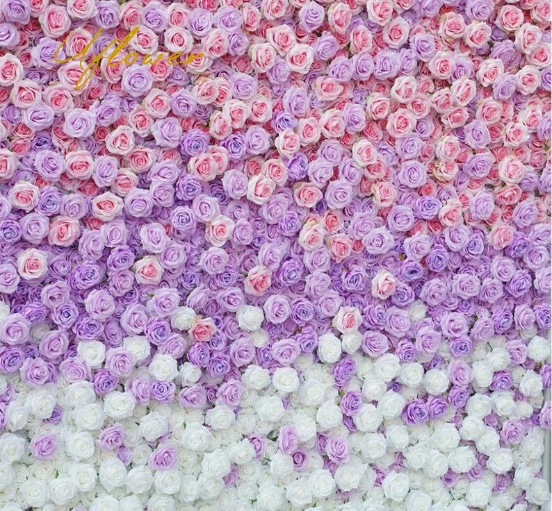 5D Luxury Pink and Purple Gradient Rose Artificial Flower Wall