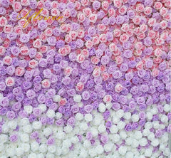 5D Luxury Pink and Purple Gradient Rose Artificial Flower Wall