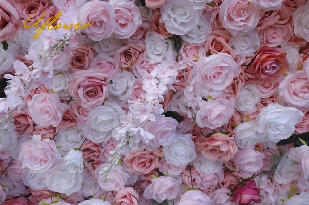 Wedding White Pink Rose Artificial Flower Wall