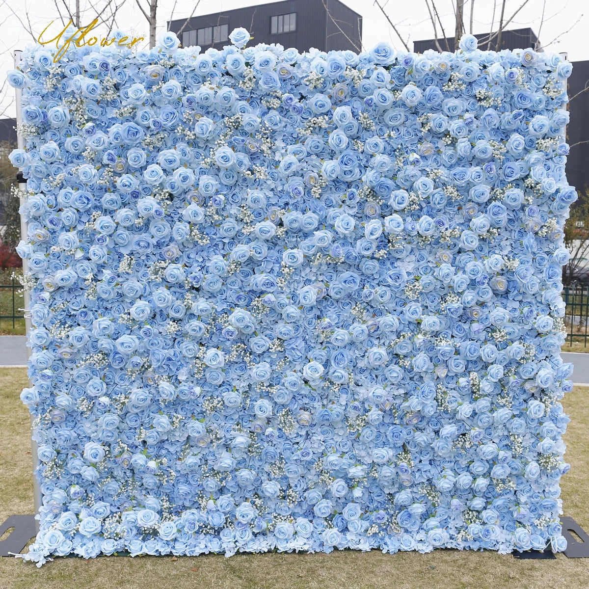 Wedding Blue Baby Breath Rose Artificial Flowers Wall