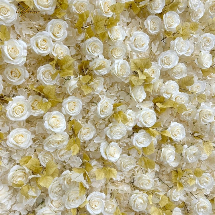 Wedding Yellow White Rose 5D Artificial Flower Wall Backdrop