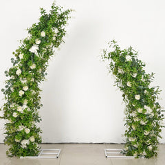 Corner shaped simulated flower arch  green forest series rose wedding party decoration