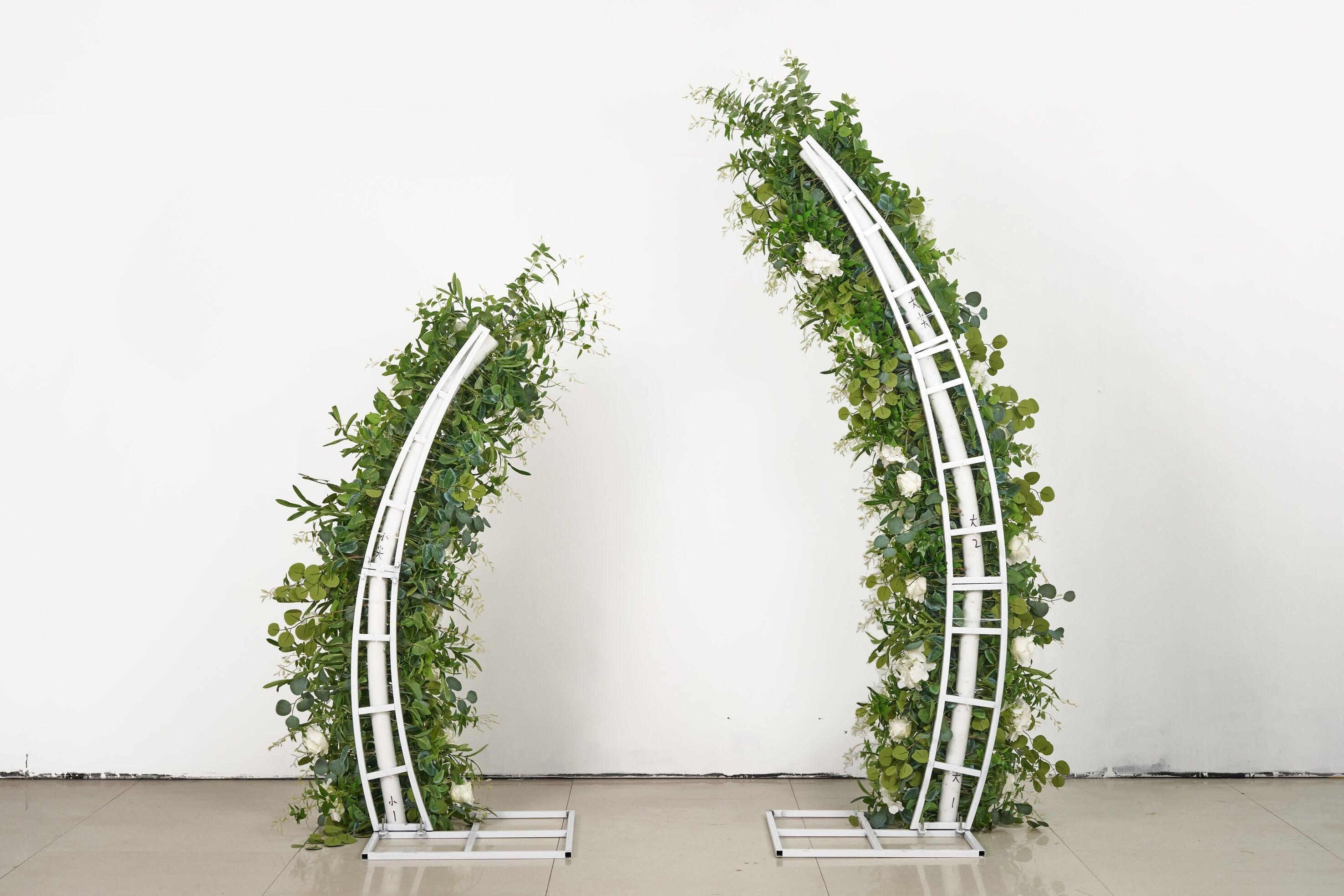 Corner shaped simulated flower arch  green forest series rose wedding party decoration