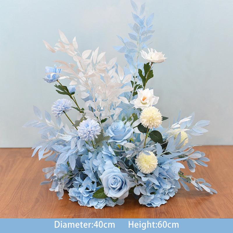 Blue Four Piece Wedding Origami Roman Pillar Imitation Flower Decoration