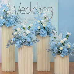 Blue Four Piece Wedding Origami Roman Pillar Imitation Flower Decoration