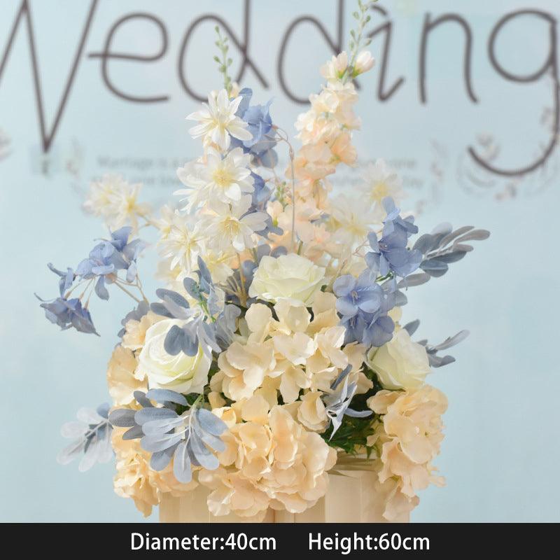 Champagne Blue Four Piece Wedding Origami Roman Column Imitation Flower Decoration