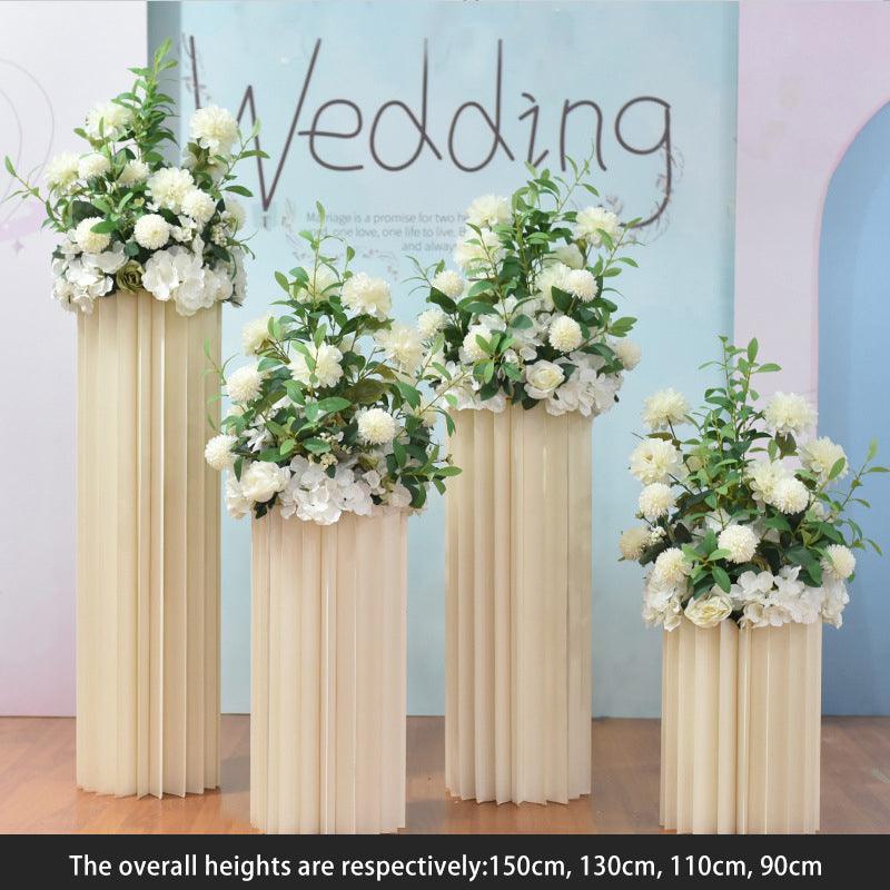 White and green four piece wedding origami Roman column imitation flower decoration