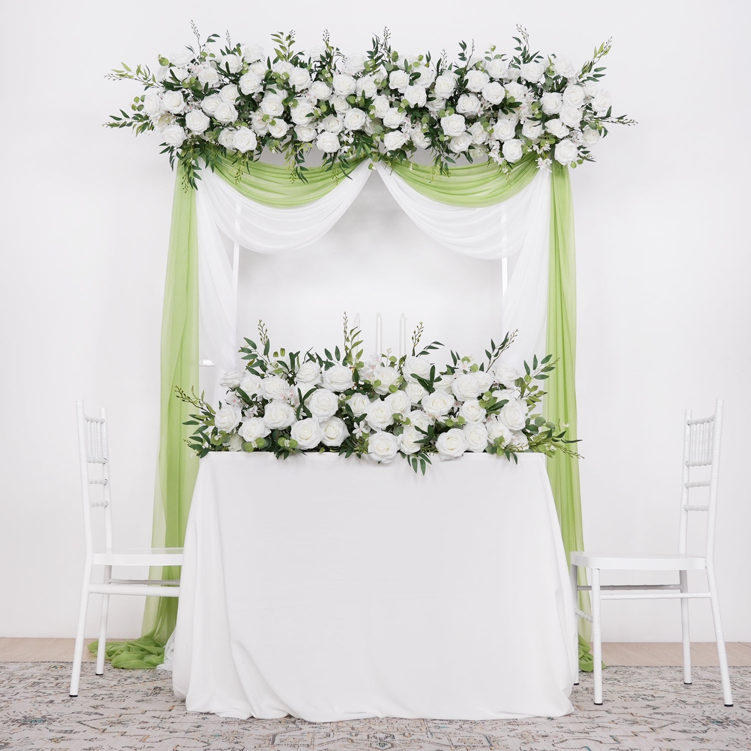 White Rose Backdrop Arch Flower Row Wedding Decor Figure 3