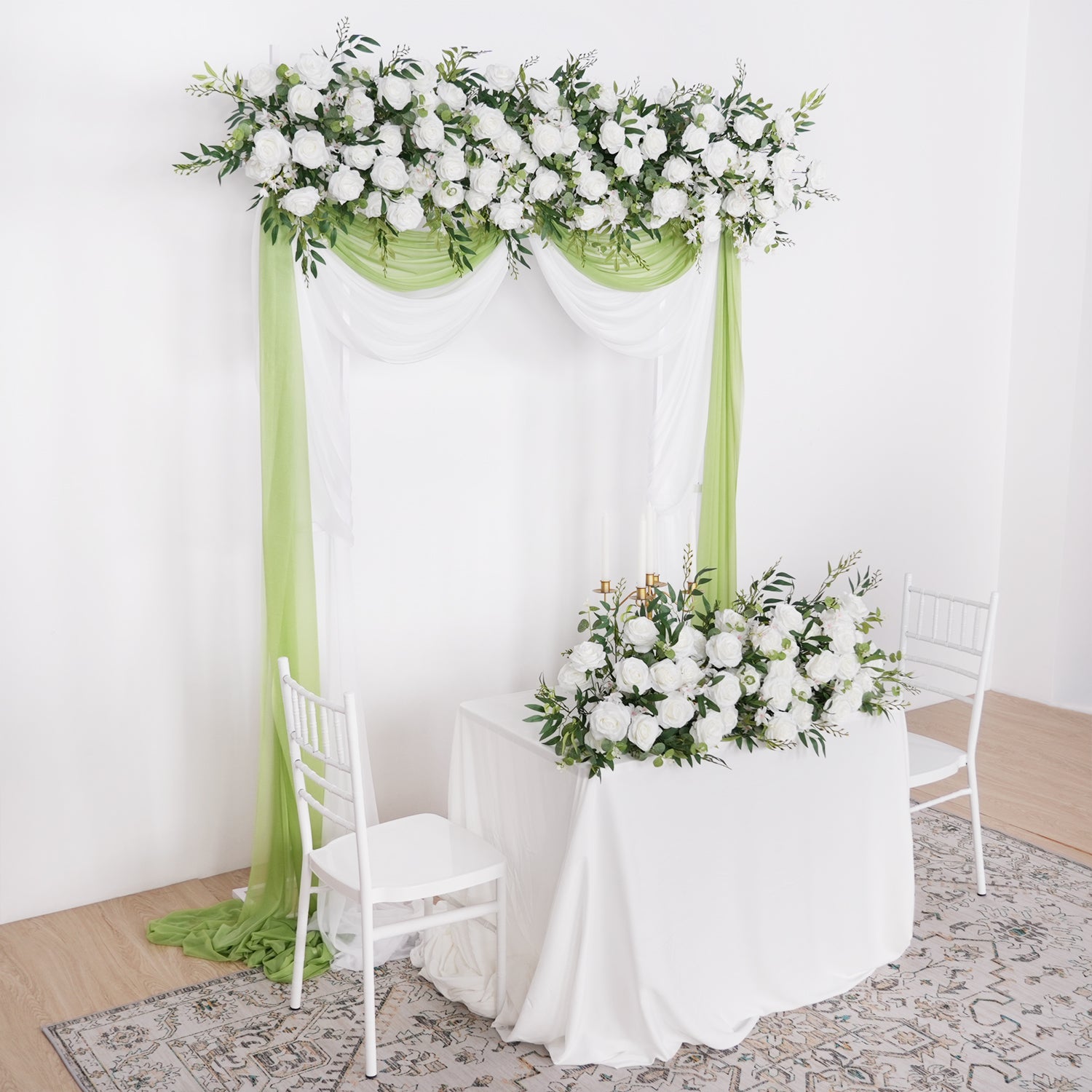 White Rose Backdrop Arch Flower Row Wedding Decor Figure 5