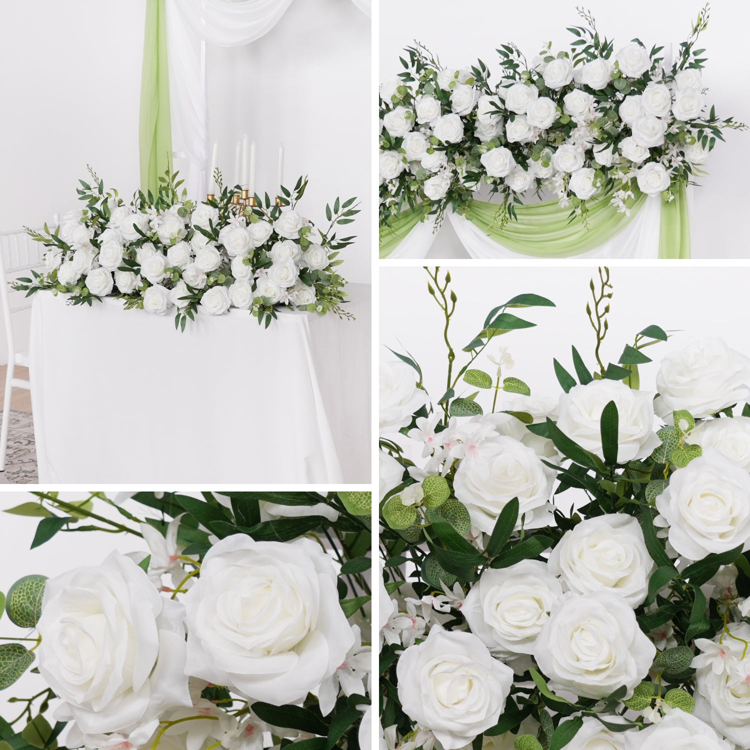 White Rose Backdrop Arch Flower Row Wedding Decor Figure 7