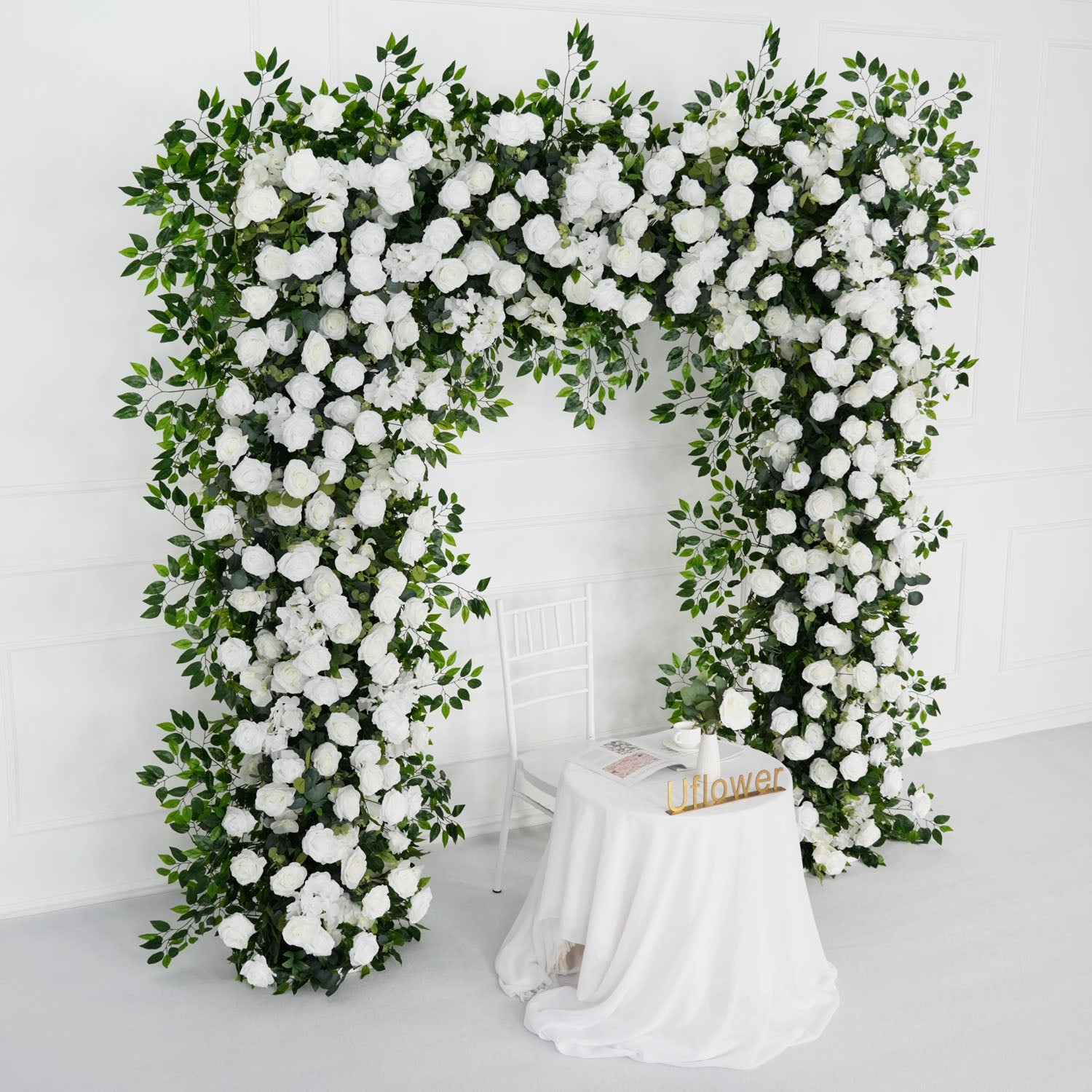 White Rose Green Leaf Ficus Leaf Florla Arches 1 picture