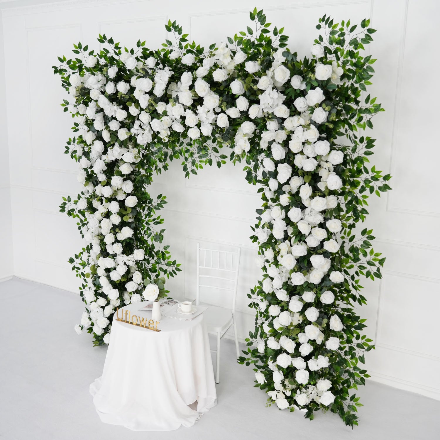 White Rose Green Leaf Ficus Leaf Florla Arches 2 picture