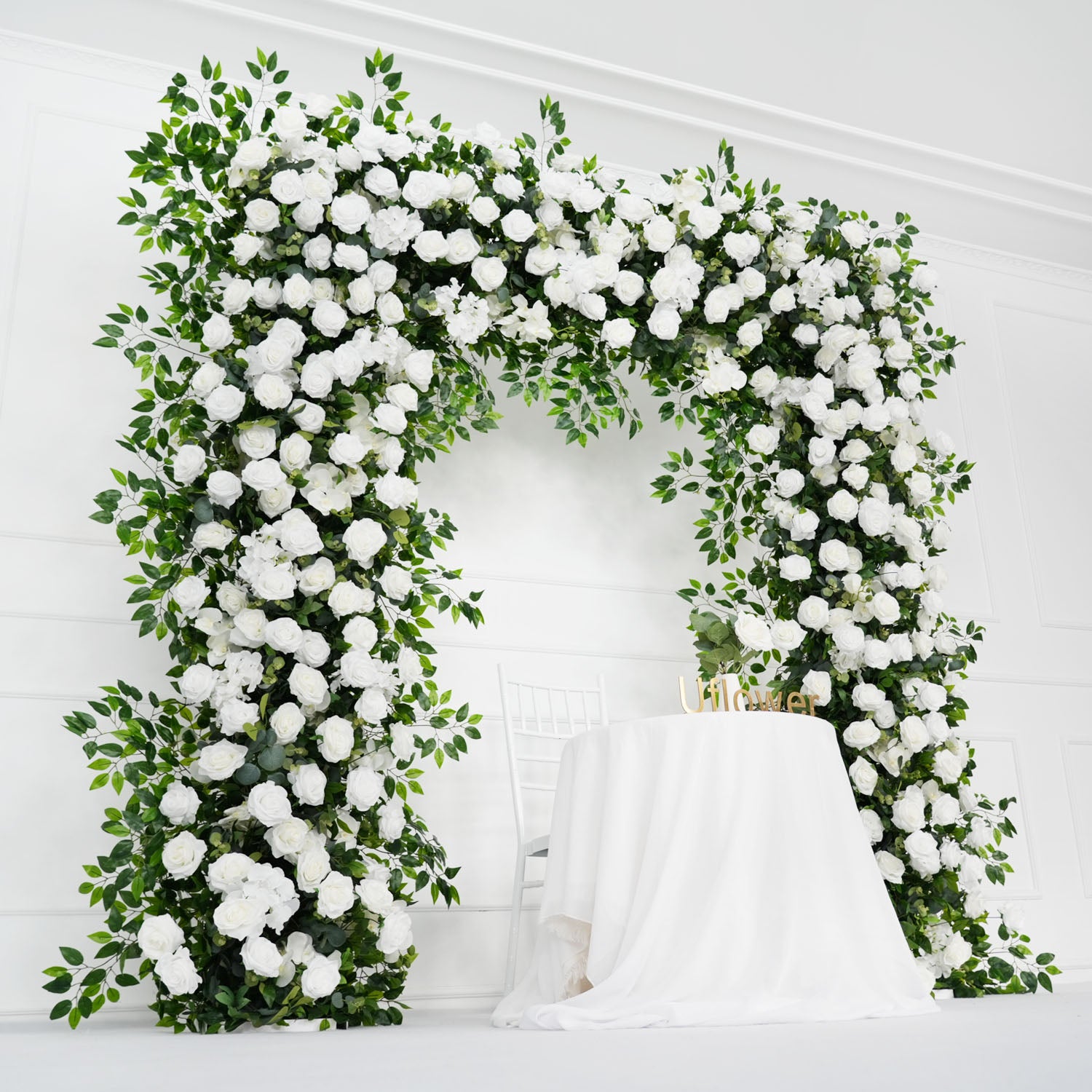 White Rose Green Leaf Ficus Leaf Florla Arches 3 picture