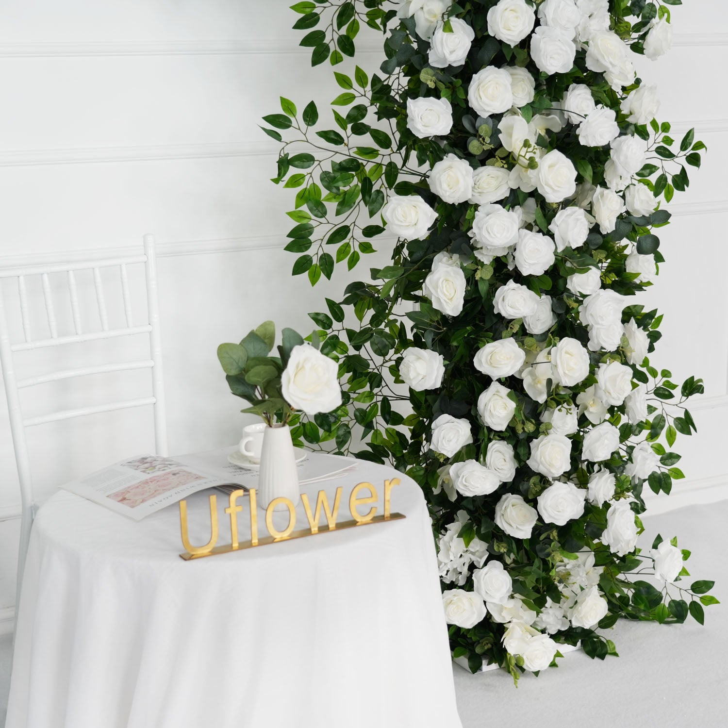 White Rose Green Leaf Ficus Leaf Florla Arches 4 picture