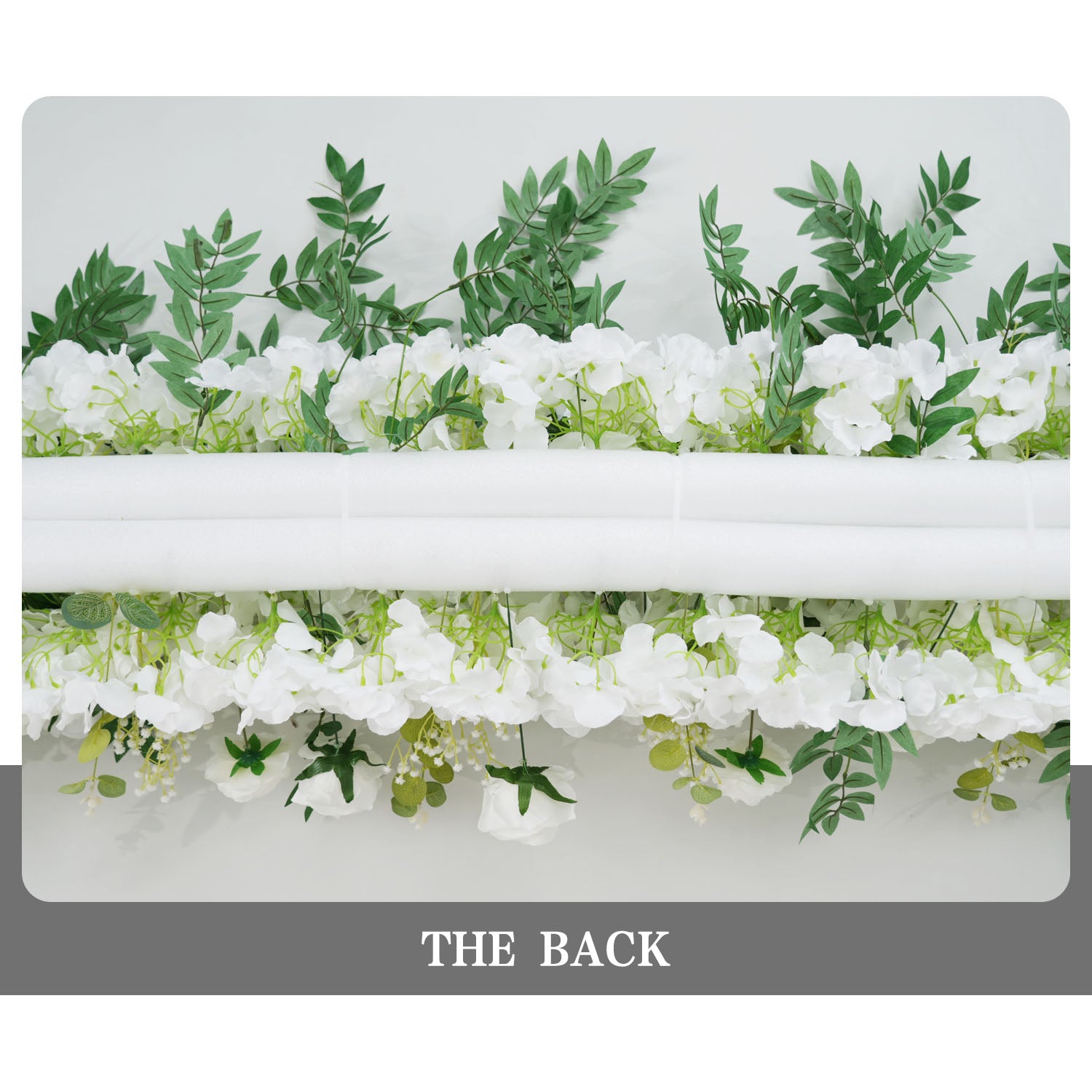 White Rose Green Leaves Faux Flower Wall Backdrop 6 picture