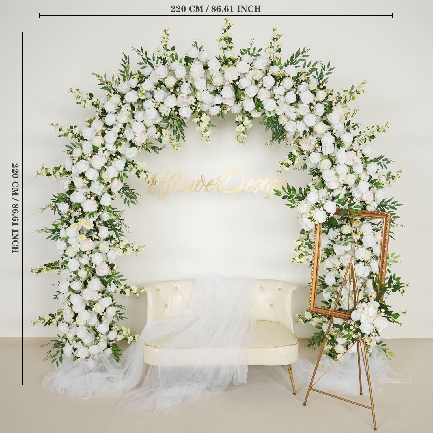 White Rose With Green Wedding Round Arch Decor Figure 2