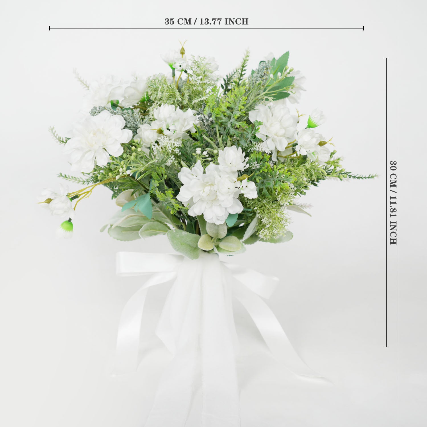 White and Green dried flower bridal bouquet  10 picture