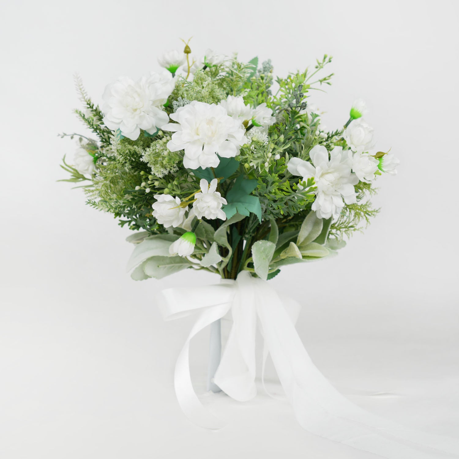 White and Green dried flower bridal bouquet  3 picture