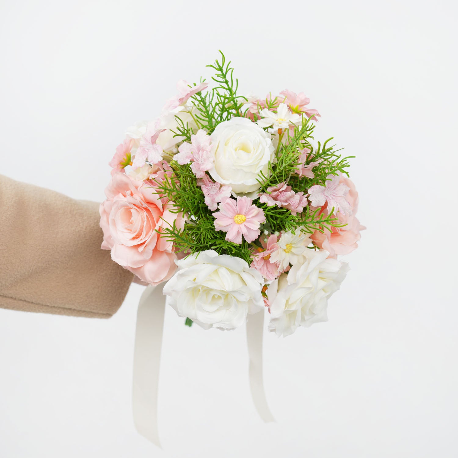 White and Pink bridal flowers bouquet 4 picture