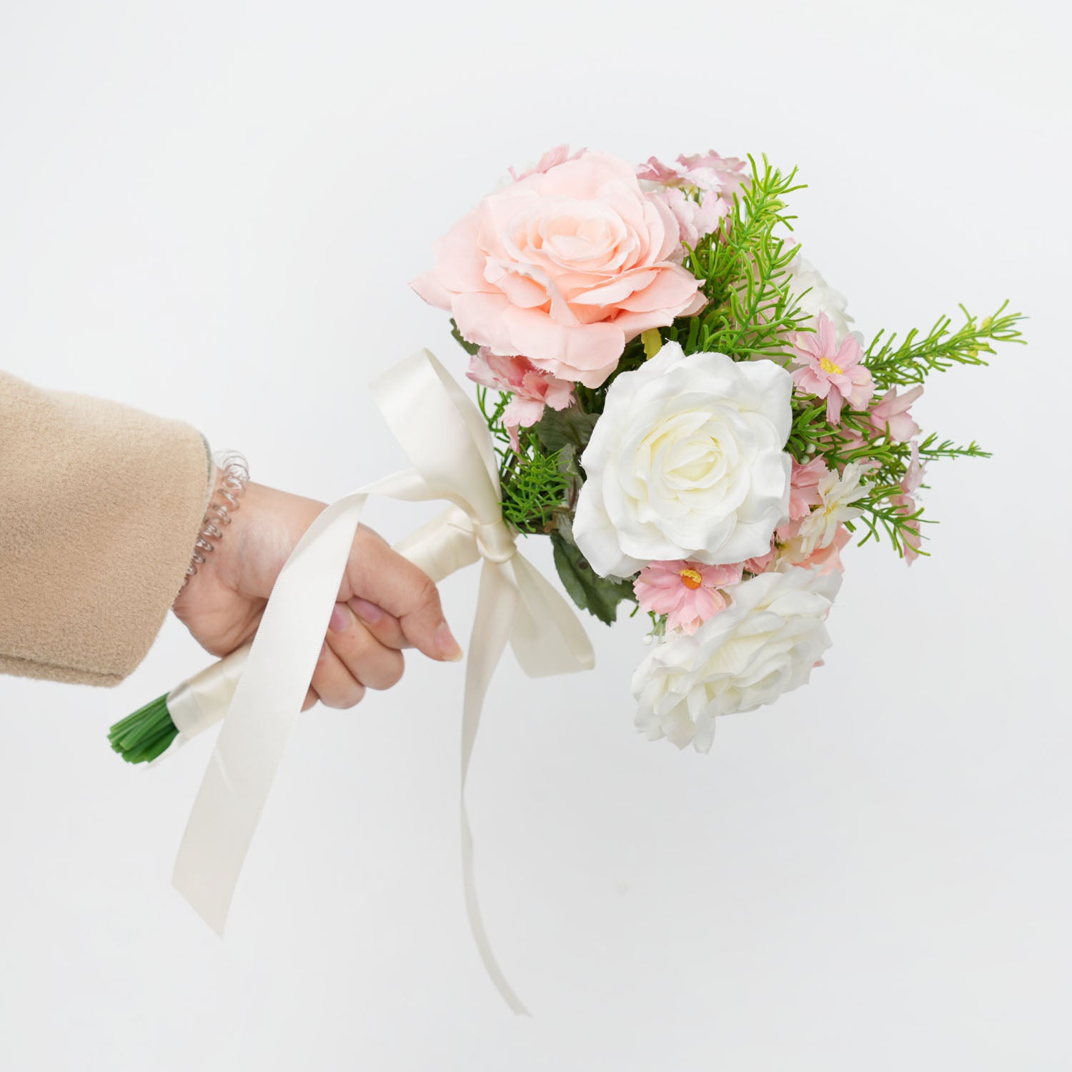 White and Pink bridal flowers bouquet 5 picture