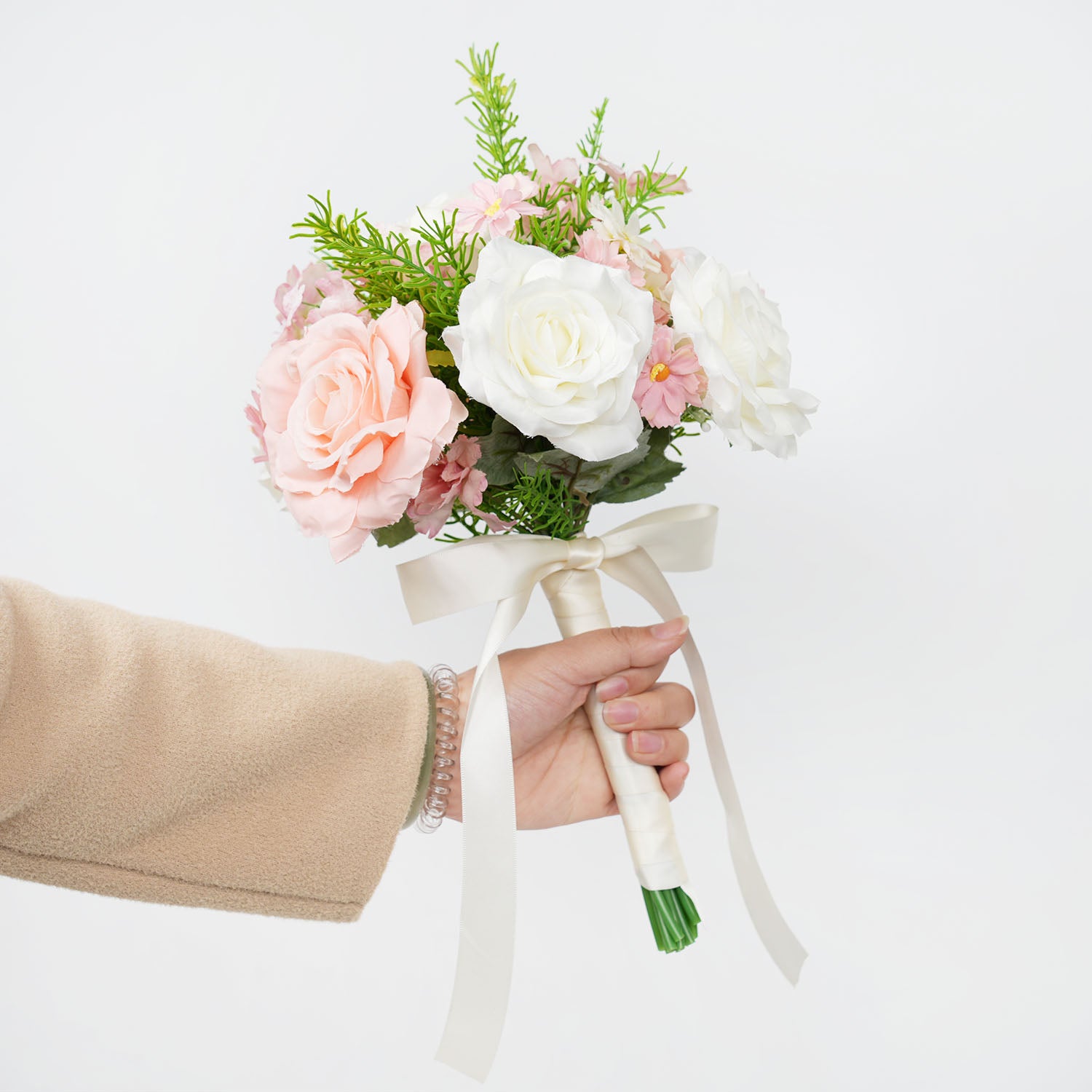 White and Pink bridal flowers bouquet 6 picture