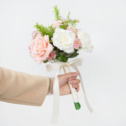 White and Pink bridal flowers bouquet 6 picture