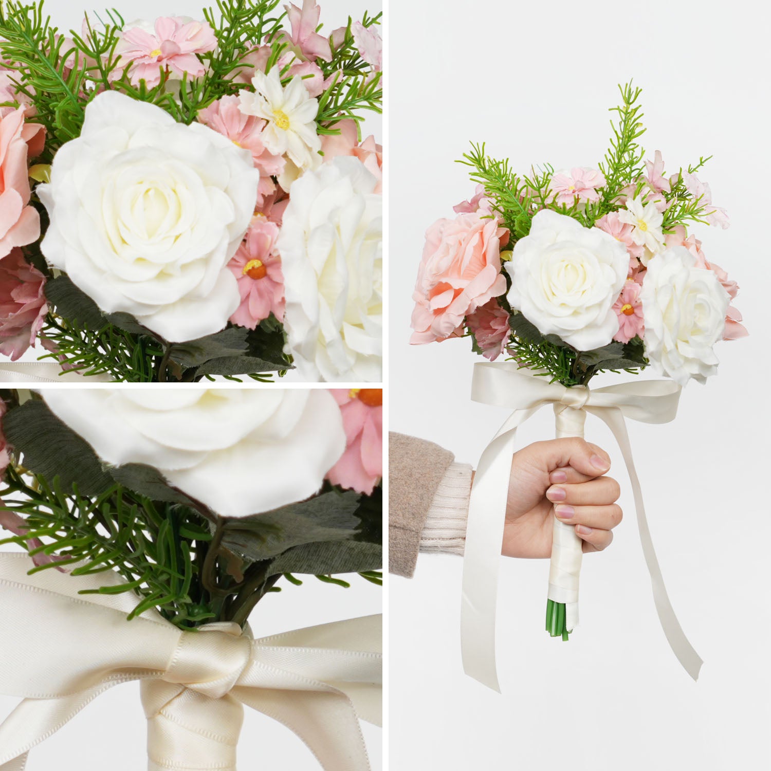 White and Pink bridal flowers bouquet 7 picture