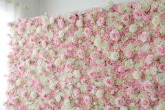 Simulate white and pink rose cloth background with floral walls for party and wedding backgrounds