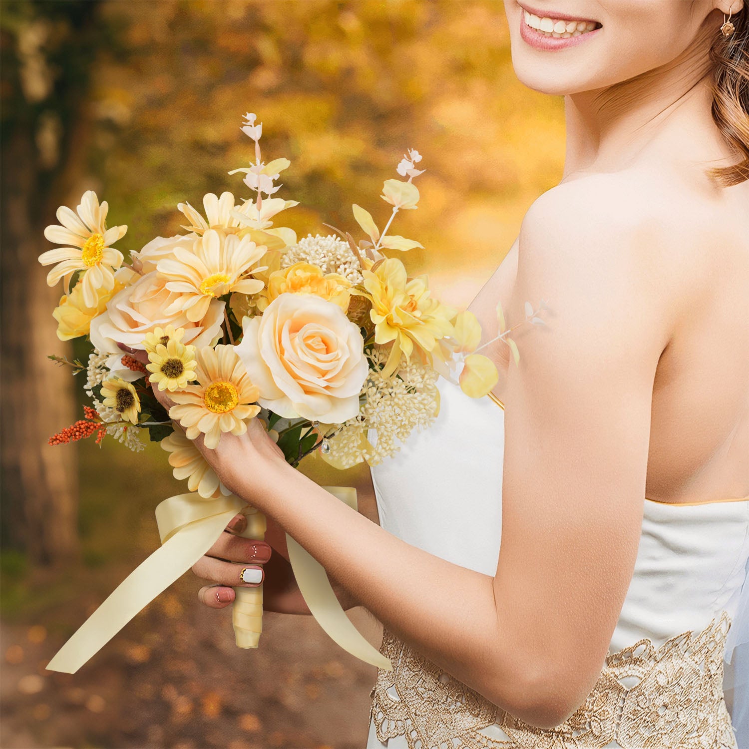 Yellow bridal flowers bouquets 8 picture