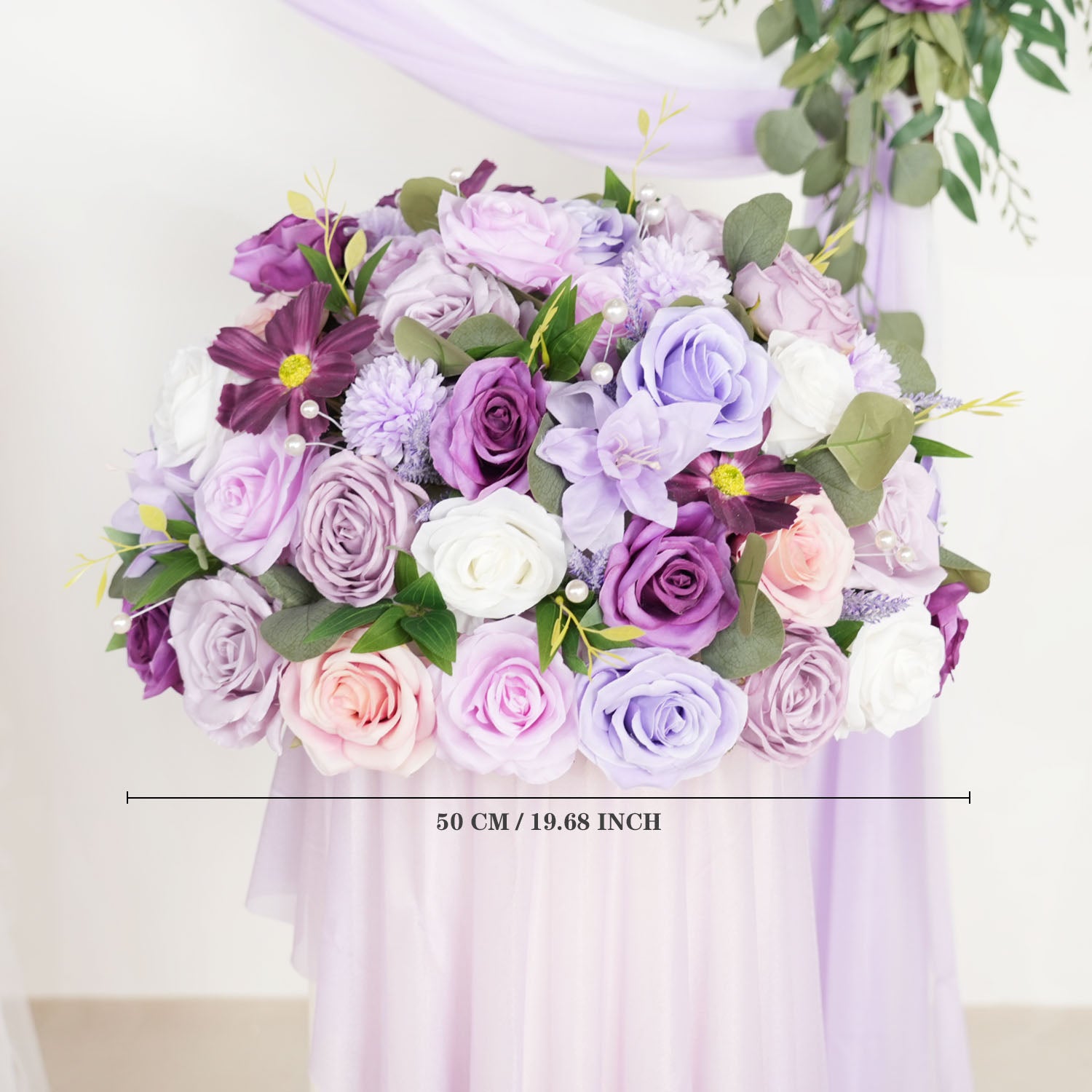 Purple Green Hanging Artificial Flower Corner Floral