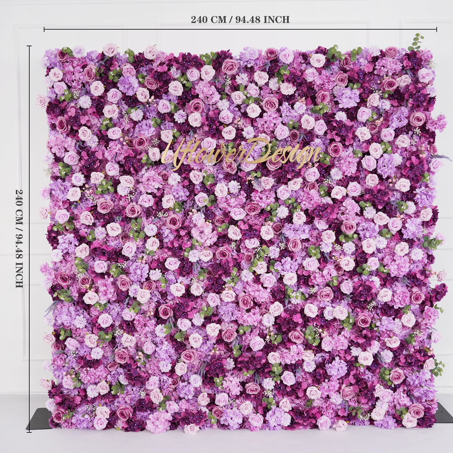 Uflower Purple Rose Flower Wall Backdrop Wedding Party Decoration