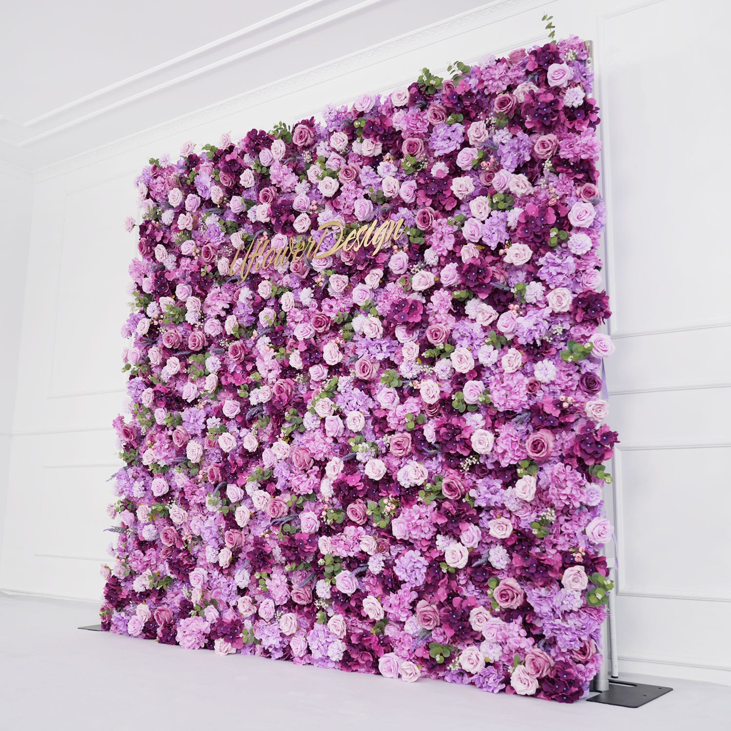 Uflower Purple Rose Flower Wall Backdrop Wedding Party Decoration