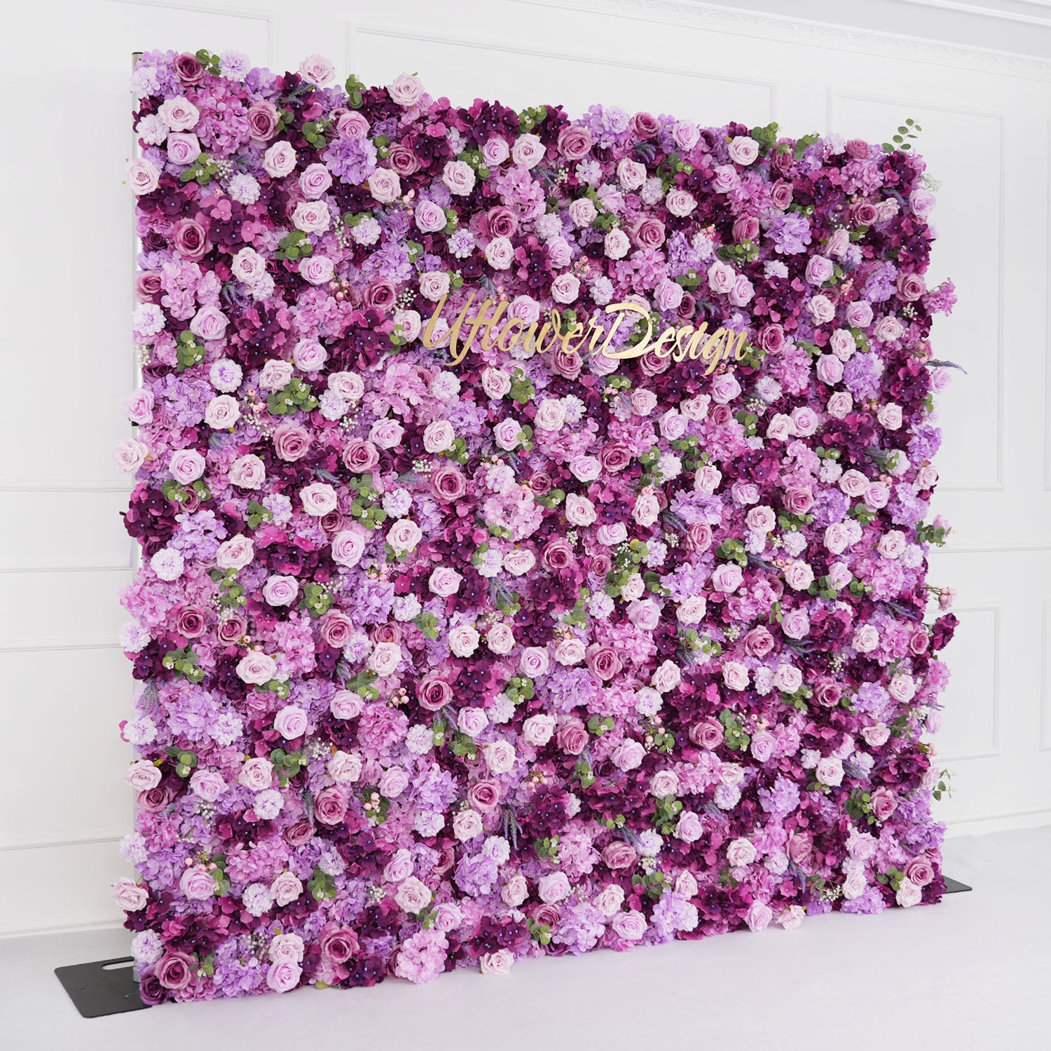 Uflower Purple Rose Flower Wall Backdrop Wedding Party Decoration