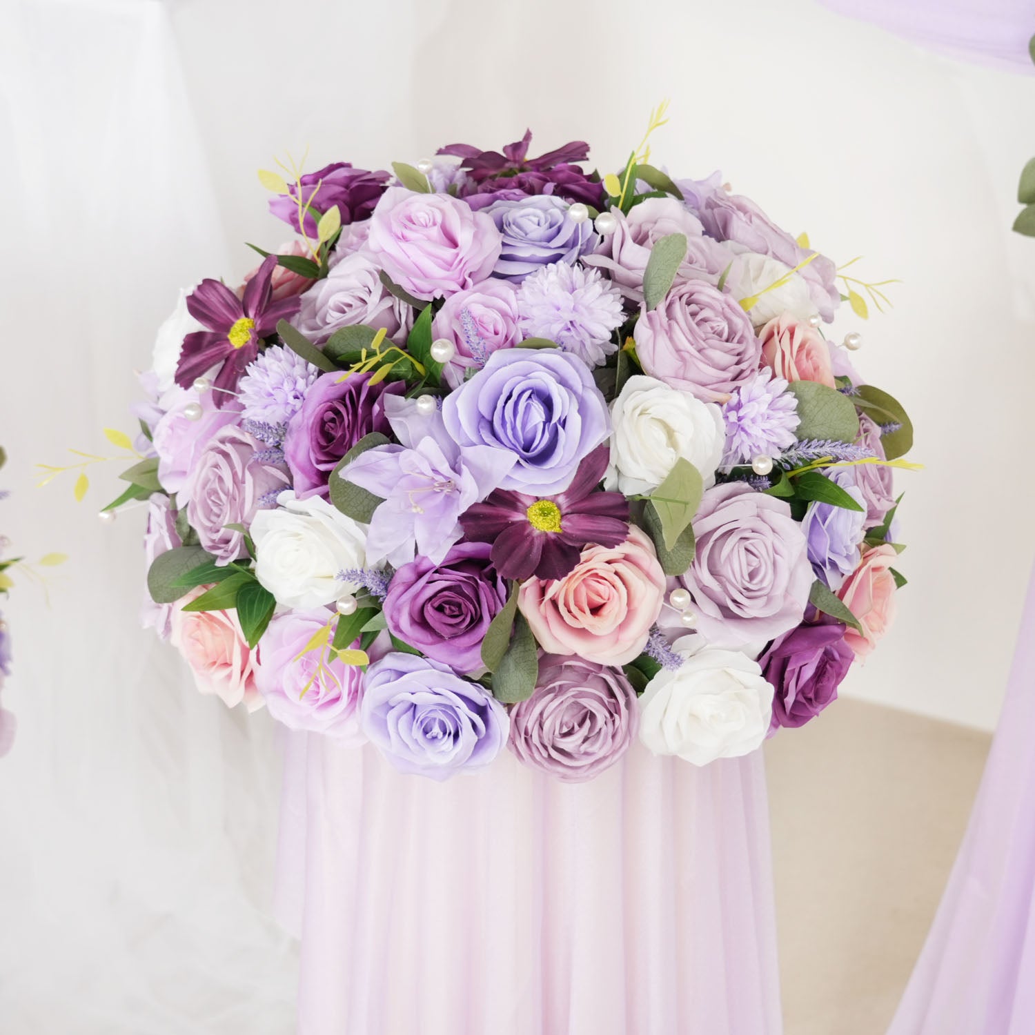 Purple Green Hanging Artificial Flower Corner Floral