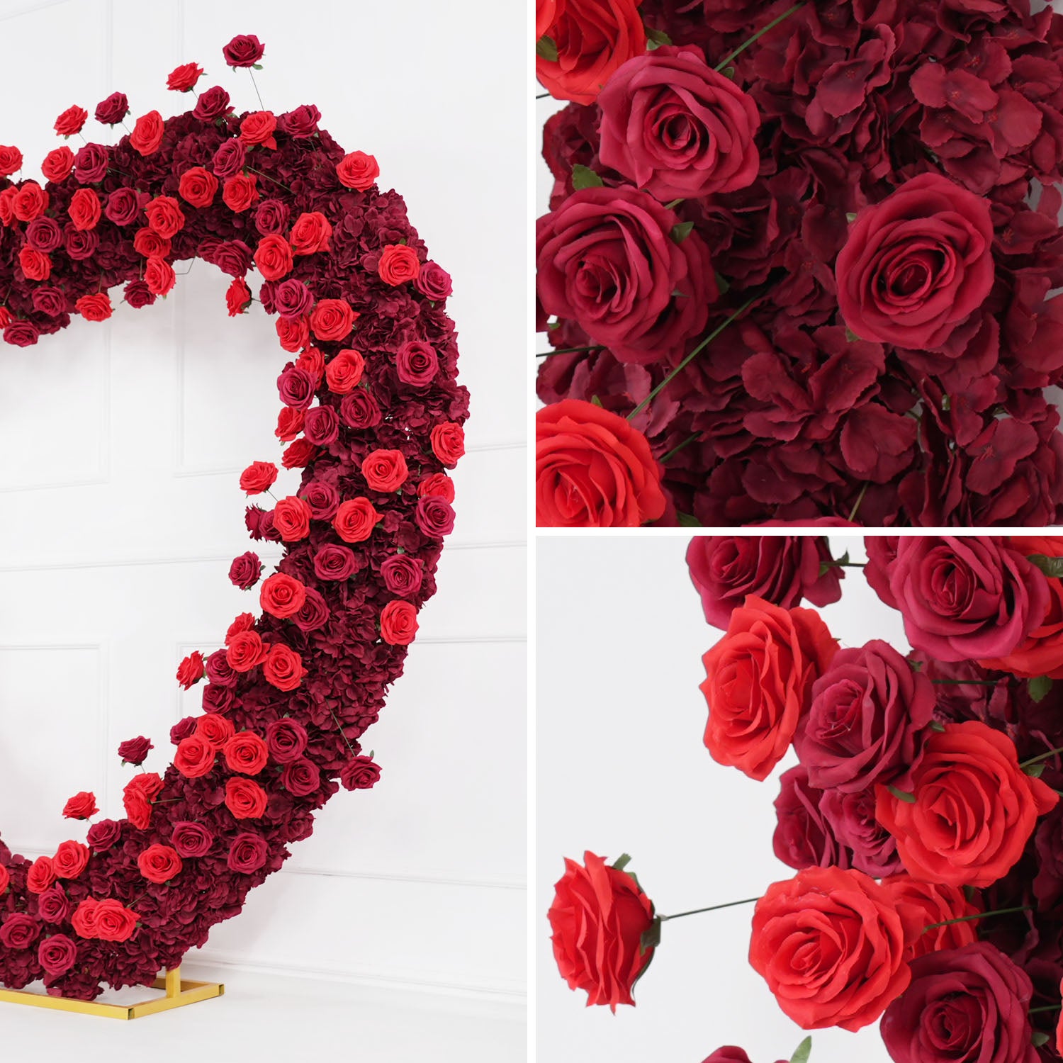 2m*2m(78.7 inch * 78.7 inch) Red Rose Heart Shape Without Flower Row Without Stand