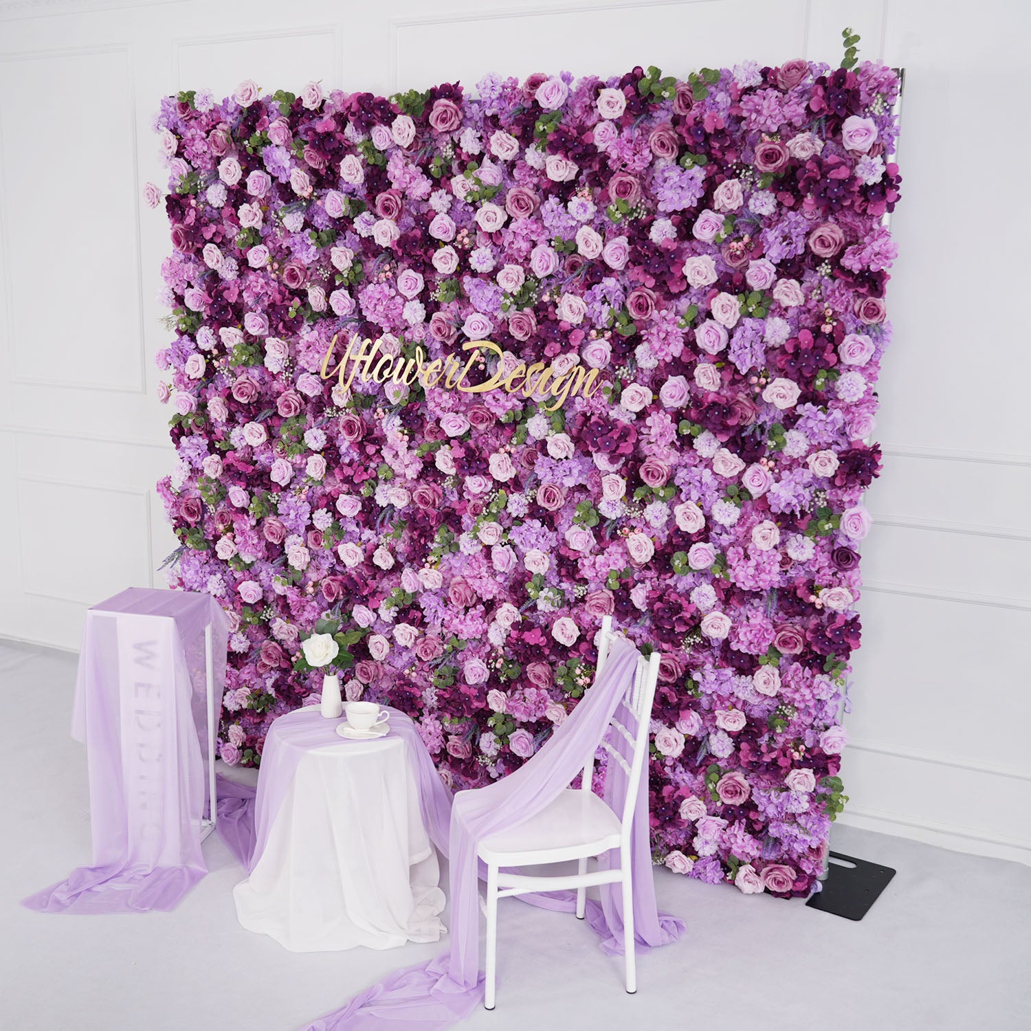 Uflower Purple Rose Flower Wall Backdrop Wedding Party Decoration